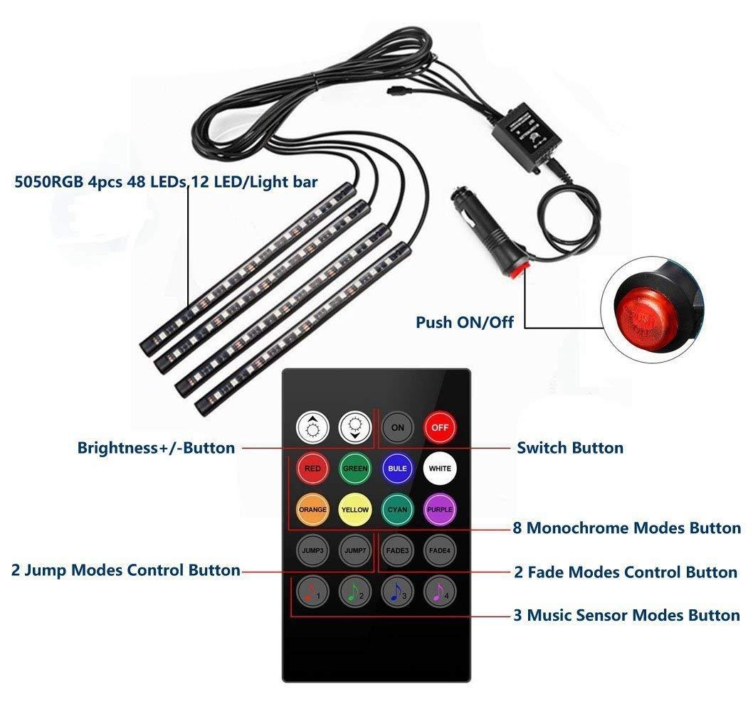 Complete Image of Strip Atmosphere Lamp with remote controller & ON/OFF Switch