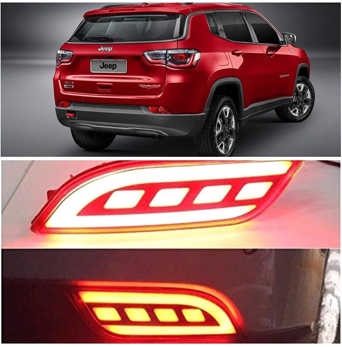 Car Reflector Led Brake Light for Bumper(Rear/Back) Drl For Jeep ...