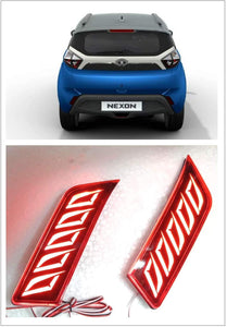 Blue tata nexon with pair of reflector brake light