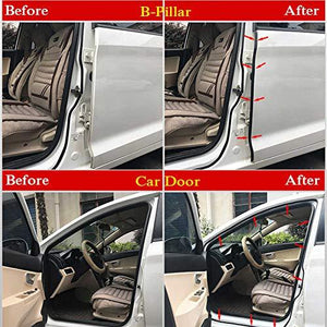 Before and after installation of sound beading in car