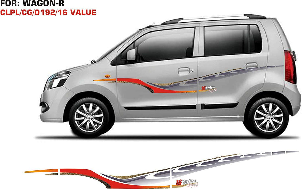 Car Side Decal Full Body Sticker Graphics,Red-Grey for Maruti Suzuki ...