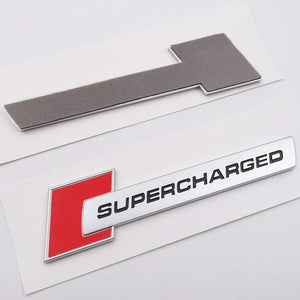Supercharged 3d logo WITH 3M tape in red colour for bmw car