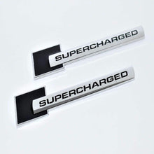 Load image into Gallery viewer, Supercharged 3d logo in black colour for bmw car