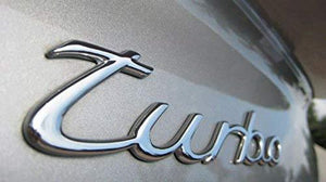 turbo metal logo in chrome colour