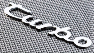 turbo metal logo in chrome colour