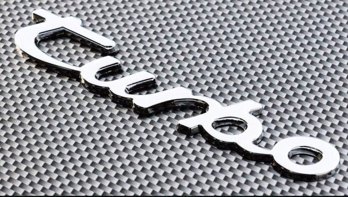 turbo metal logo in chrome colour