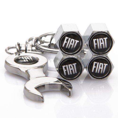 Fiat Four Tyre valve cap with keychain in Stainless Steel