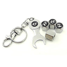 Load image into Gallery viewer, Hyundai Four Tyre valve cap with keychain in Chrome Colour