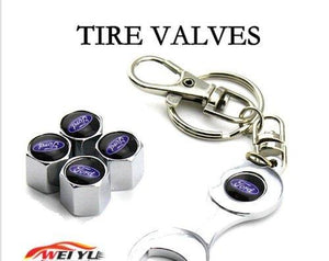 Tires Valve Cap with keychain in stainless steel