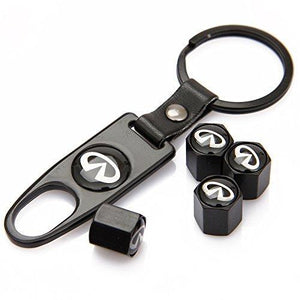 Infinity Four Tyre valve cap with keychain in black Colour