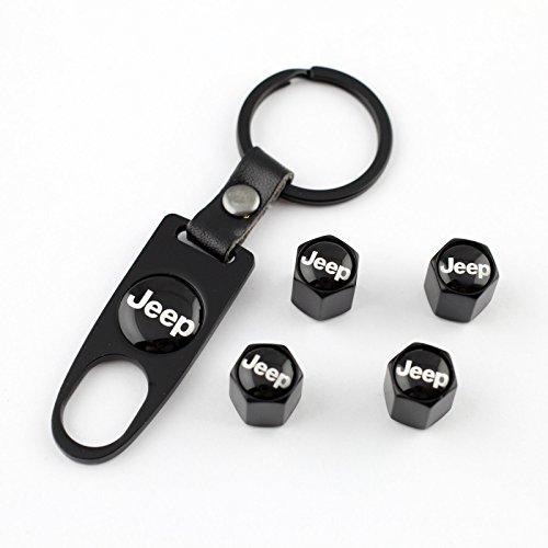 Jeep Four Tyre valve cap with keychain in Black Colour