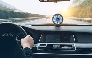 Usb fan installed on car dashboard