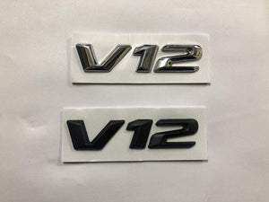 V12 Symbol logo in black & chrome color for all car